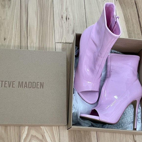 STEVE MADDEN - ELETTRA PATENT PINK Leather booties - Picture 2 of 4